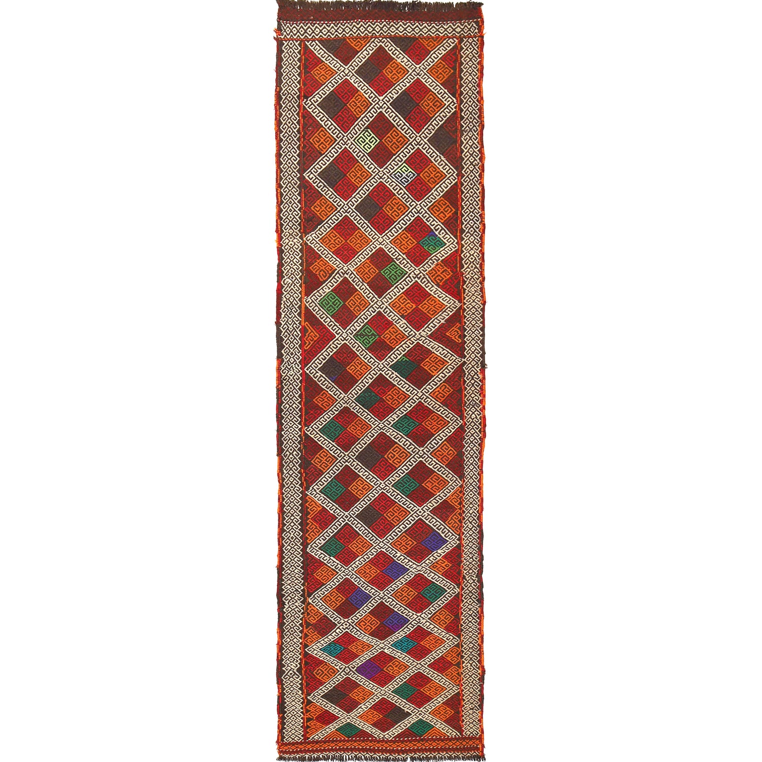 Handmade Flatweave Kilim Runner 2' 4" x 9' 8" ft / 70 x 294 cm - No. W17111