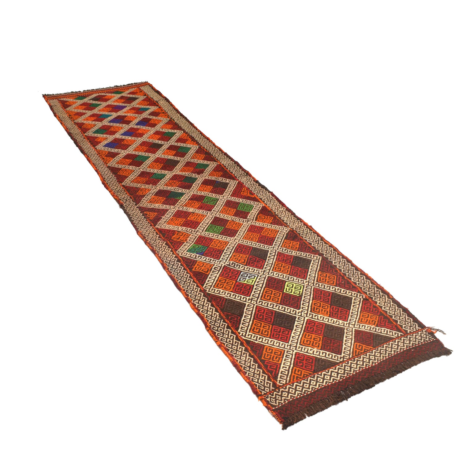 Handmade Flatweave Kilim Runner 2' 4" x 9' 8" ft / 70 x 294 cm - No. W17111