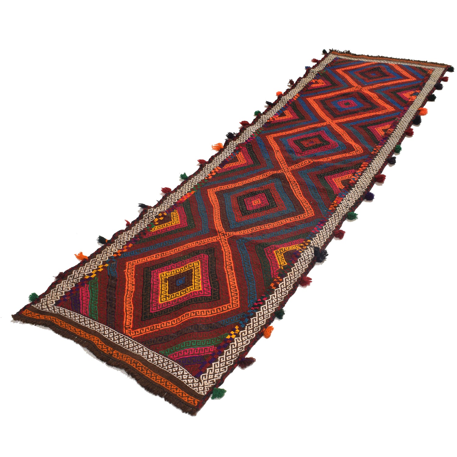 Handmade Flatweave Kilim Runner 2' 7" x 8' 11" ft / 78 x 271 cm - No. W17113