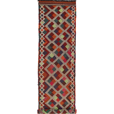 Hand Knotted Suzuni Kelim Runner 2' 3" x 10' 10" ft / 69 x 329 cm - No. W17126