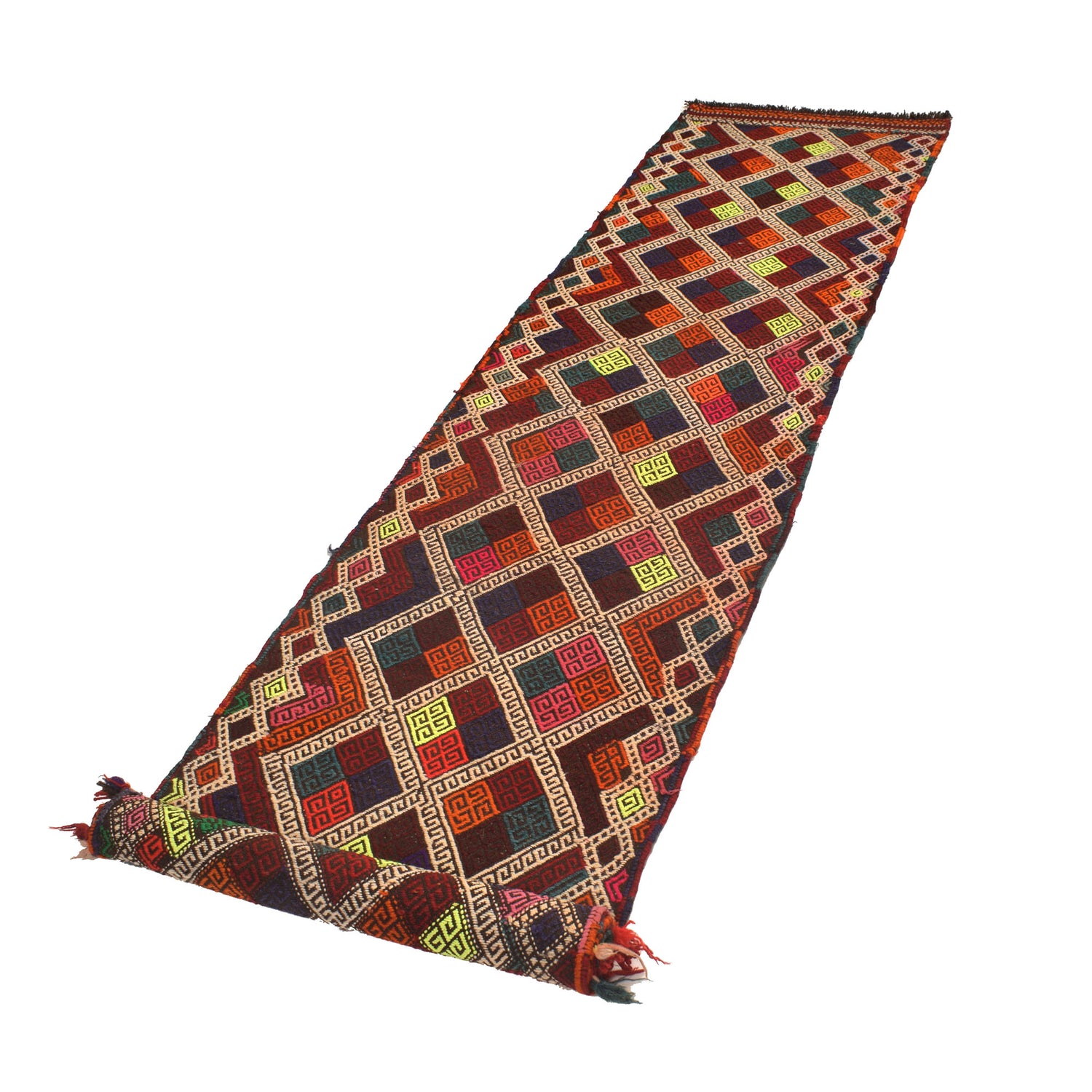 Hand Knotted Suzuni Kelim Runner 2' 3" x 10' 10" ft / 69 x 329 cm - No. W17126