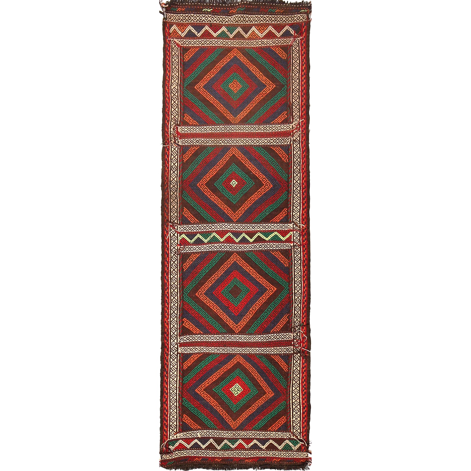Hand Knotted Suzuni Kelim Runner 2' 1" x 6' 10" ft / 63 x 208 cm - No. W17132