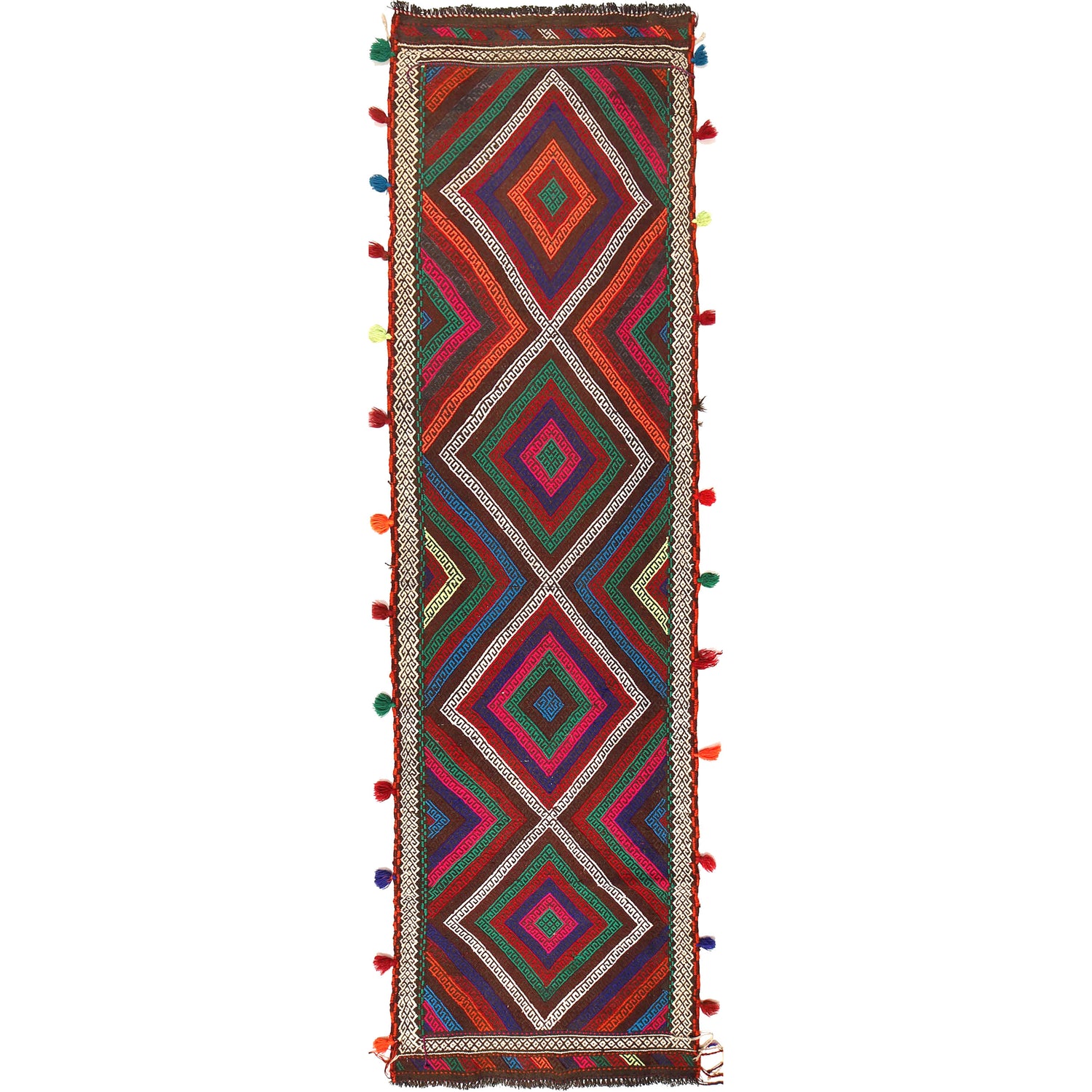 Hand Knotted Suzuni Kelim Runner 2' 6" x 9' 1" ft / 77 x 278 cm - No. W17137