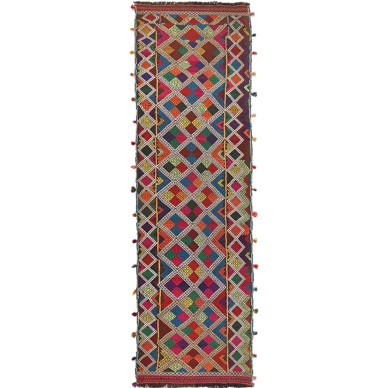 Handmade Suzani Kilim Runner 2' 4" x 8' 6" ft / 70 x 260 cm - No. W17140