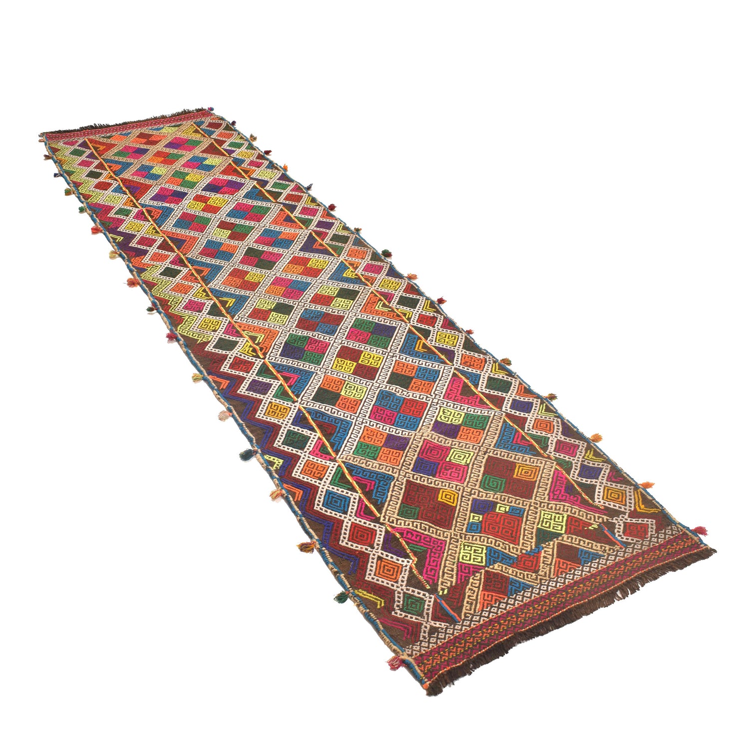 Handmade Suzani Kilim Runner 2' 4" x 8' 6" ft / 70 x 260 cm - No. W17140