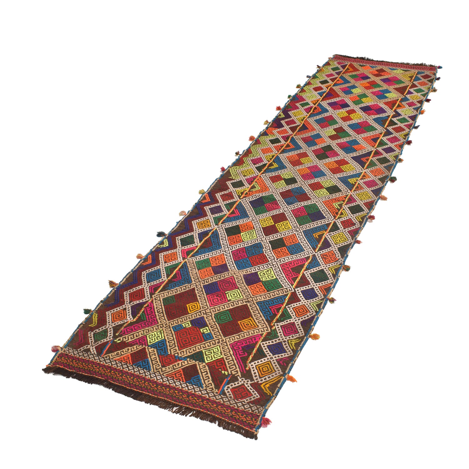 Handmade Suzani Kilim Runner 2' 4" x 8' 6" ft / 70 x 260 cm - No. W17140