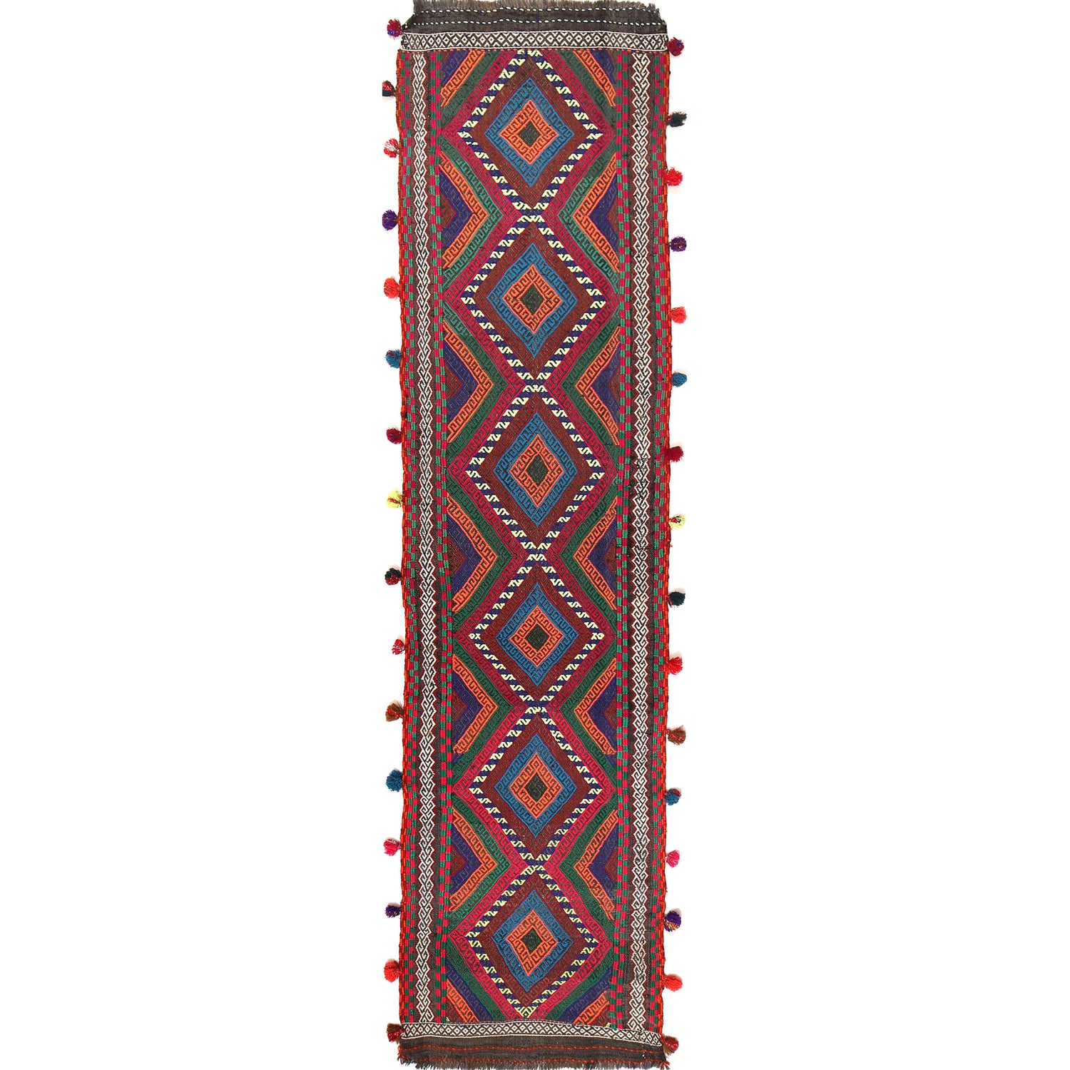 Hand Knotted Suzuni Kelim Runner 2' 1" x 8' 11" ft / 64 x 273 cm - No. W17141