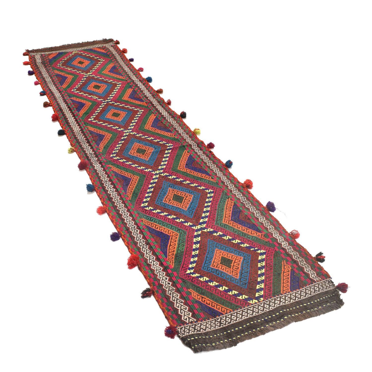 Hand Knotted Suzuni Kelim Runner 2' 1" x 8' 11" ft / 64 x 273 cm - No. W17141