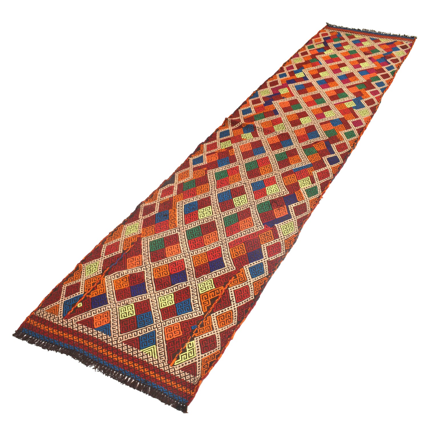 Handmade Suzani Kilim Runner 2' 2" x 9' 8" ft / 65 x 295 cm - No. W17149