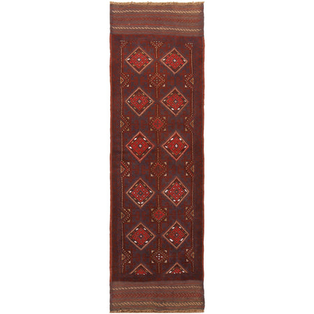 Red Mashwani Short Runner 2' 2" x 7' 6" ft / 65 x 229 cm - No. W17591