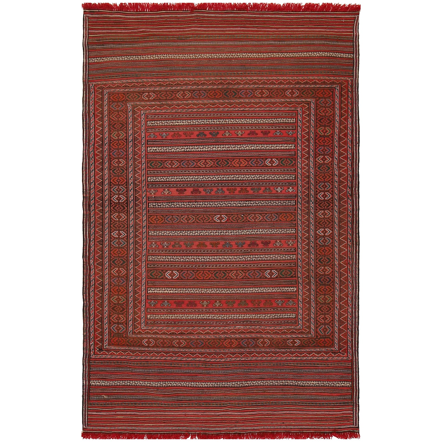 Handmade Flatweave Kilim 3' 10" x 6' 0" ft / 117 x 183 cm - No. W17614