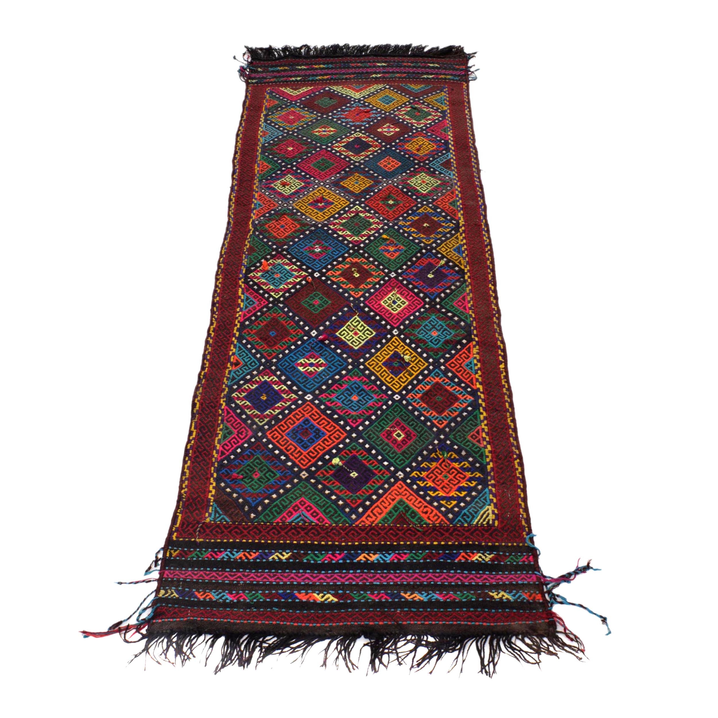 Hand Knotted Suzuni Kelim Runner 2' 1" x 7' 4" ft / 63 x 223 cm - No. W17678