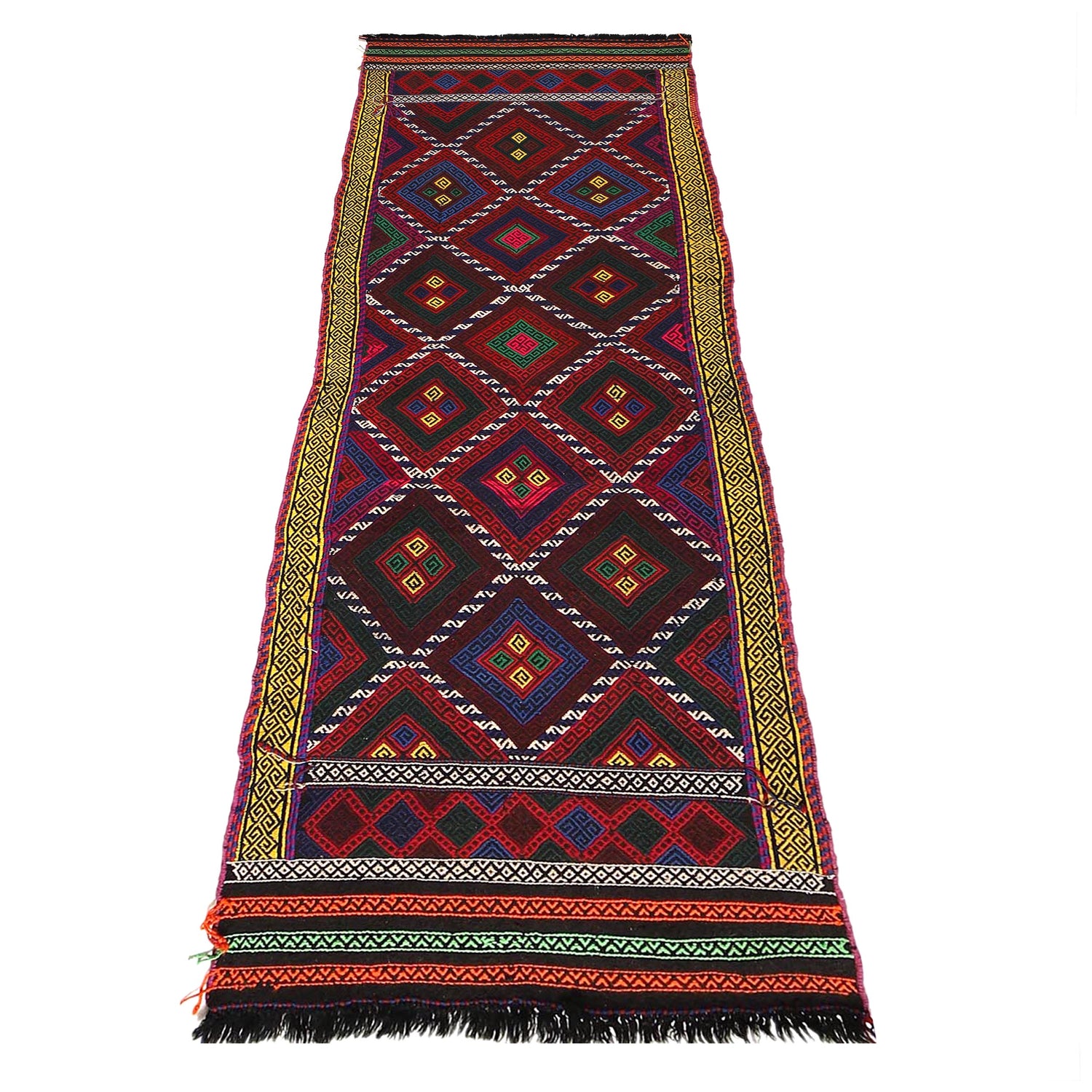 Handmade Flatweave Kilim Runner 2' 4" x 8' 2" ft / 71 x 249 cm - No. W17680