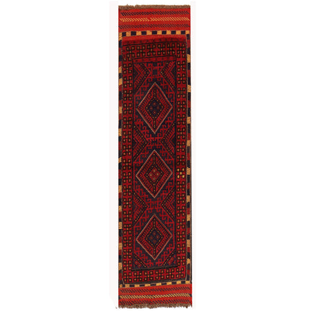 Red Mashwani Short Runner 2' 0" x 7' 5" ft / 61 x 226 cm - No. W17901