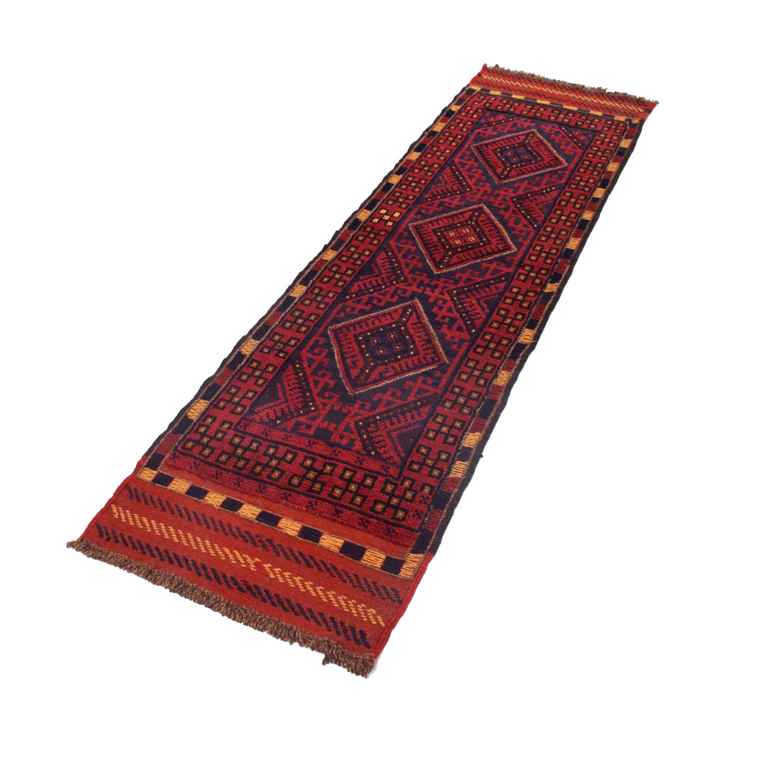 Red Mashwani Short Runner 2' 0" x 7' 5" ft / 61 x 226 cm - No. W17901