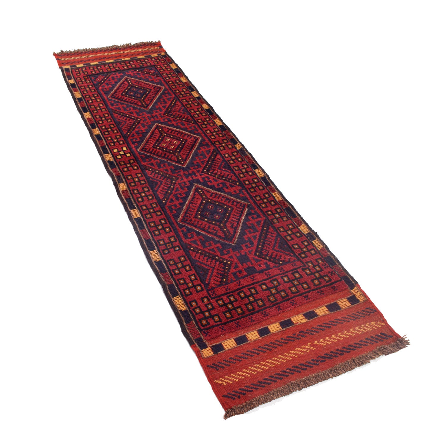 Red Mashwani Short Runner 2' 0" x 7' 5" ft / 61 x 226 cm - No. W17901