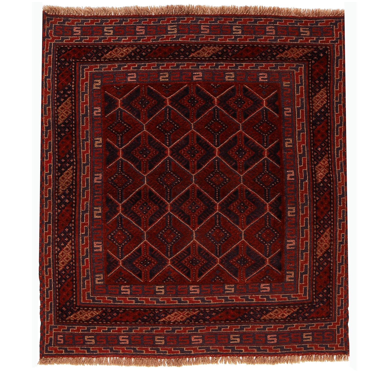 Handmade Afghan Carpet 3' 10" x 4' 2" ft / 116 x 128 cm - No. W17917