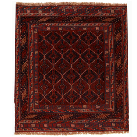 Handmade Afghan Carpet 3' 10" x 4' 2" ft / 116 x 128 cm - No. W17917