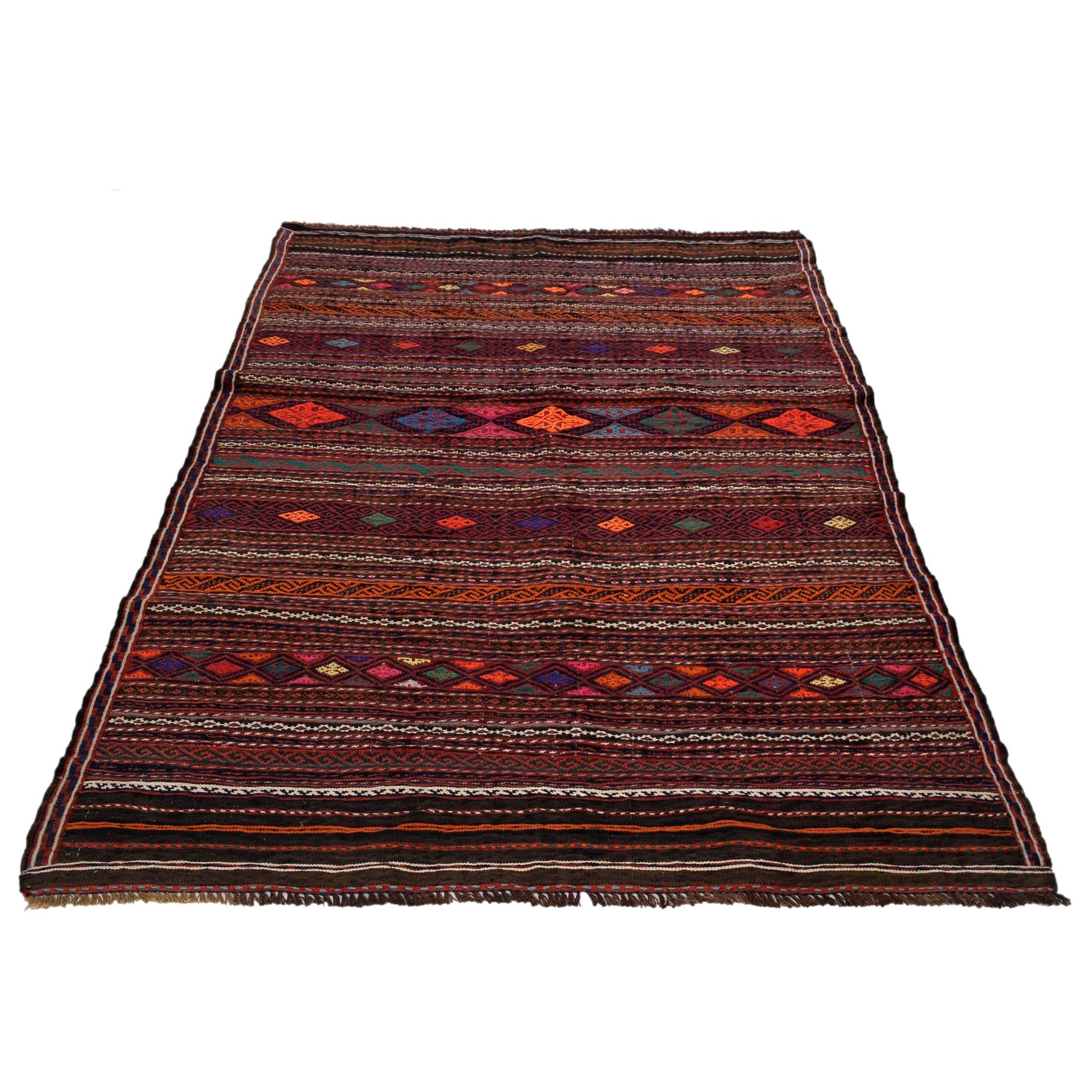 Handmade Flatweave Kilim 4' 2" x 6' 7" ft / 127 x 200 cm - No. W17961