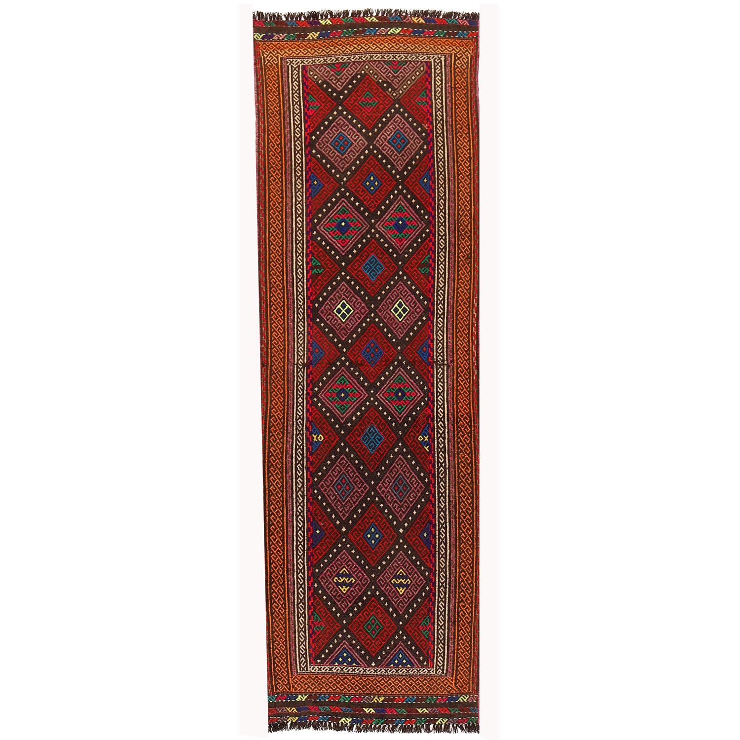 Hand Knotted Suzuni Kelim Runner 2' 0" x 6' 4" ft / 60 x 192 cm - No. W17963