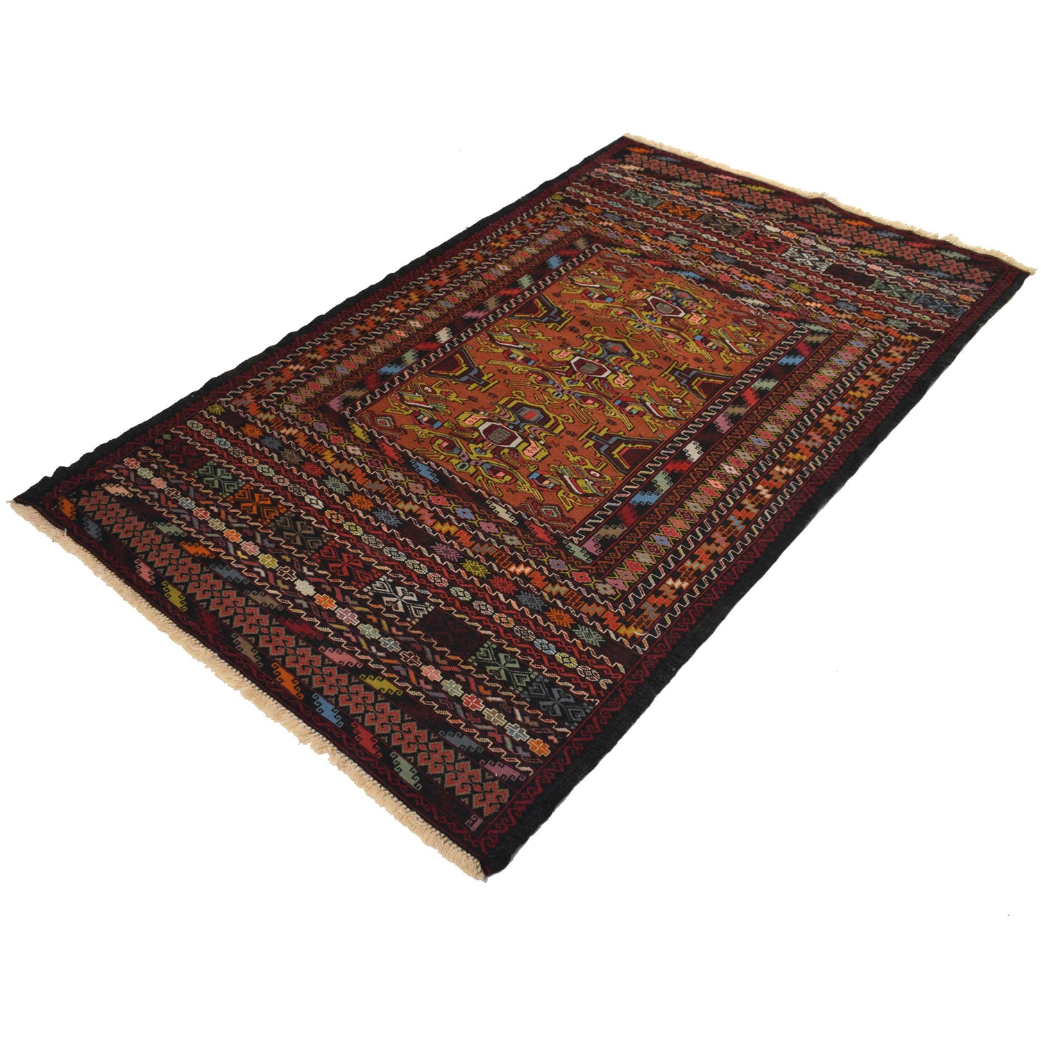 Handmade Maliki Kilim 3' 9" x 6' 3" ft / 115 x 191 cm - No. W18027