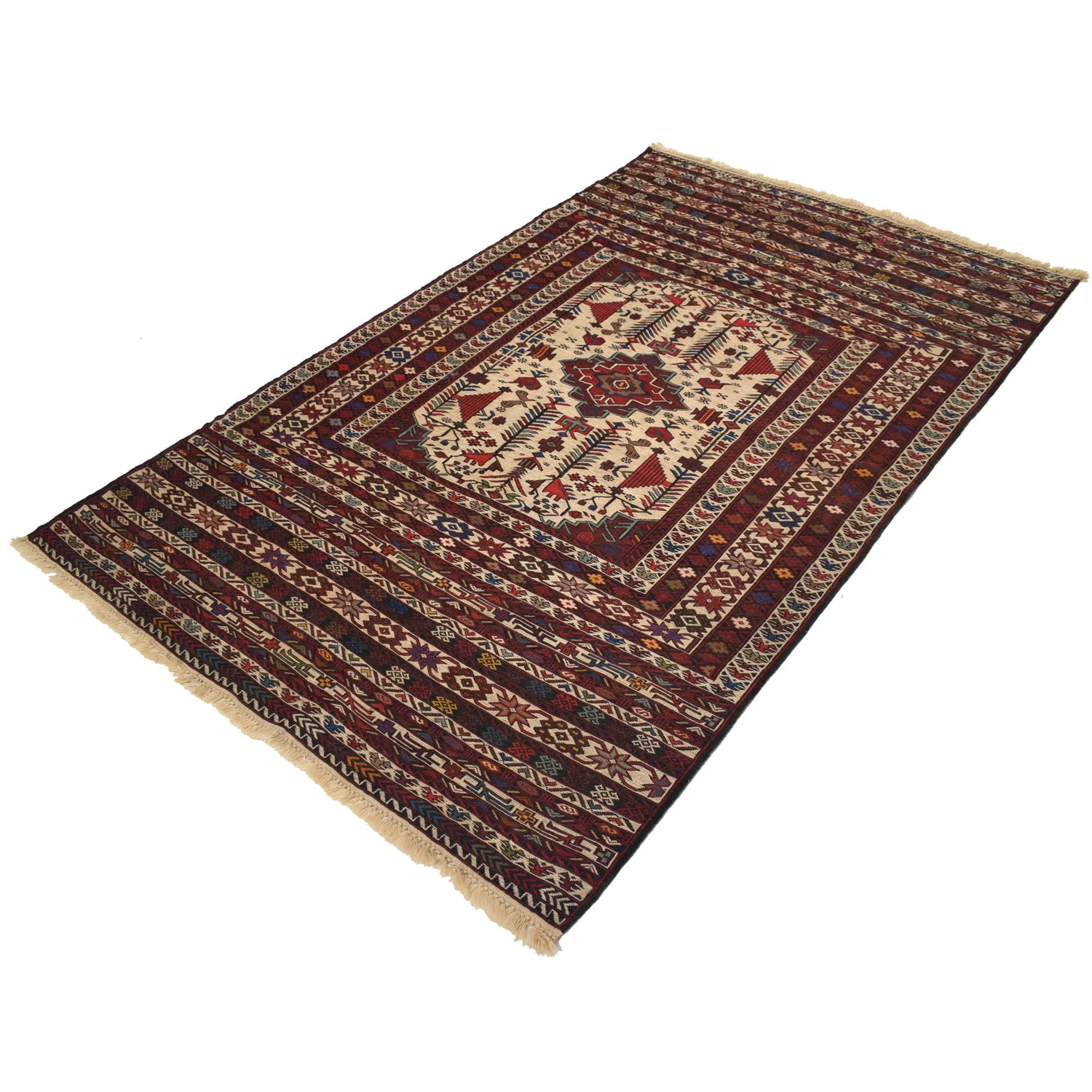 Handmade Maliki Kilim 4' 3" x 6' 9" ft / 129 x 205 cm - No. W18028