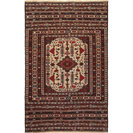Handmade Maliki Kilim 4' 2" x 6' 7" ft / 126 x 200 cm - No. W18031