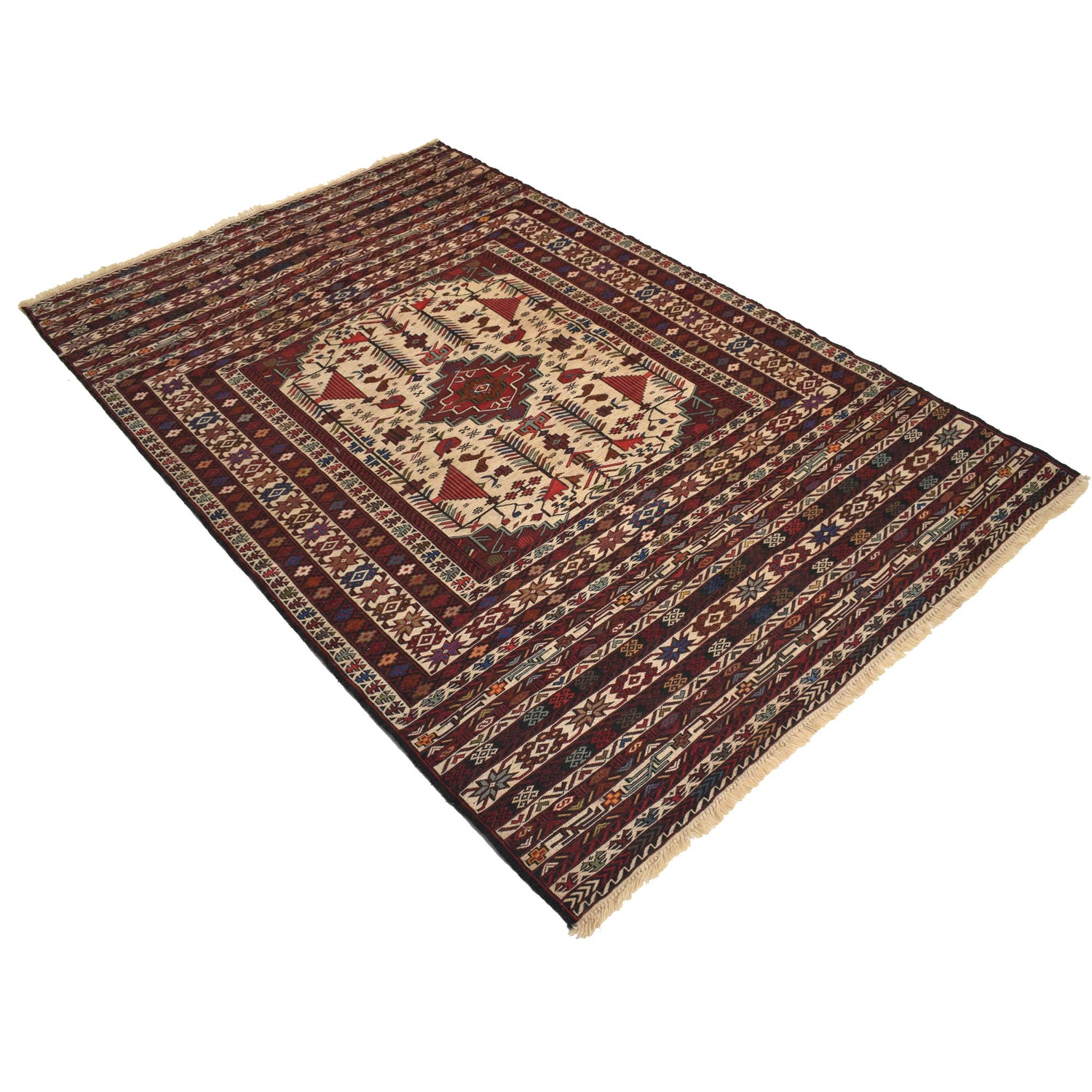 Handmade Maliki Kilim 4' 2" x 6' 7" ft / 126 x 200 cm - No. W18031