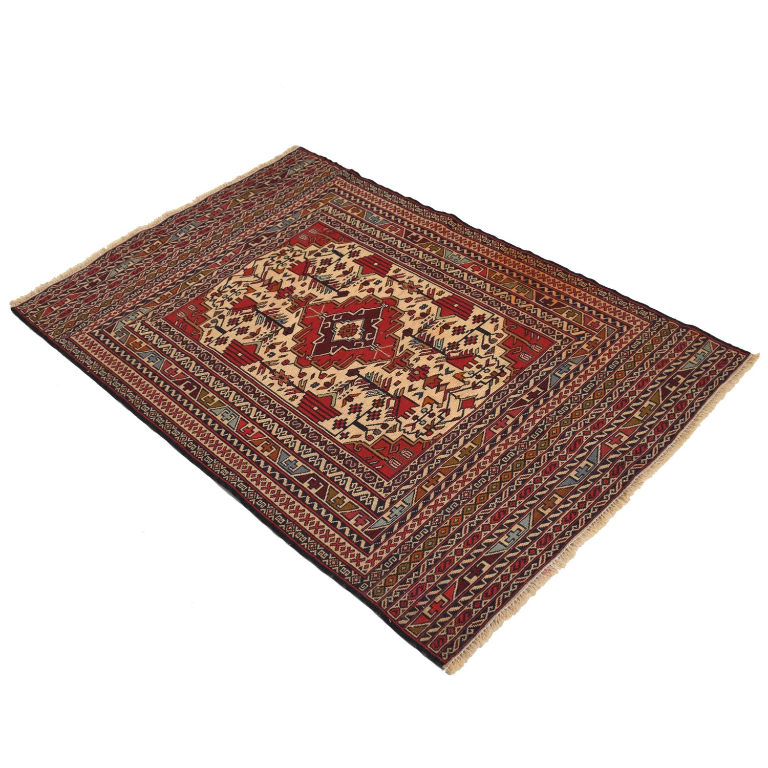 Hand Knotted Flat Weave Maliki Kilim 3' 0" x 4' 7" ft / 92 x 140 cm - No. W18037