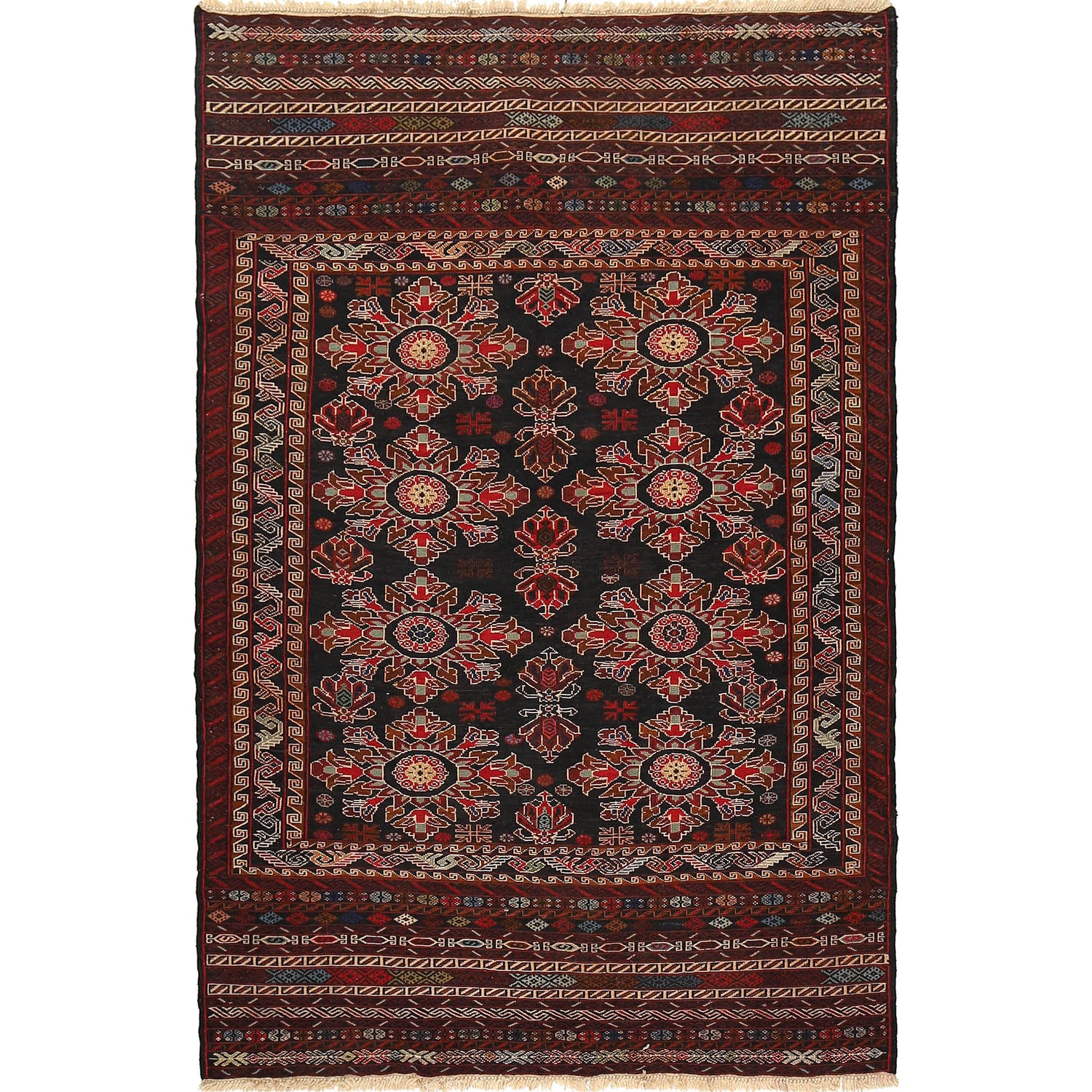 Handmade Maliki Kilim 4' 0" x 6' 4" ft / 123 x 192 cm - No. W18038