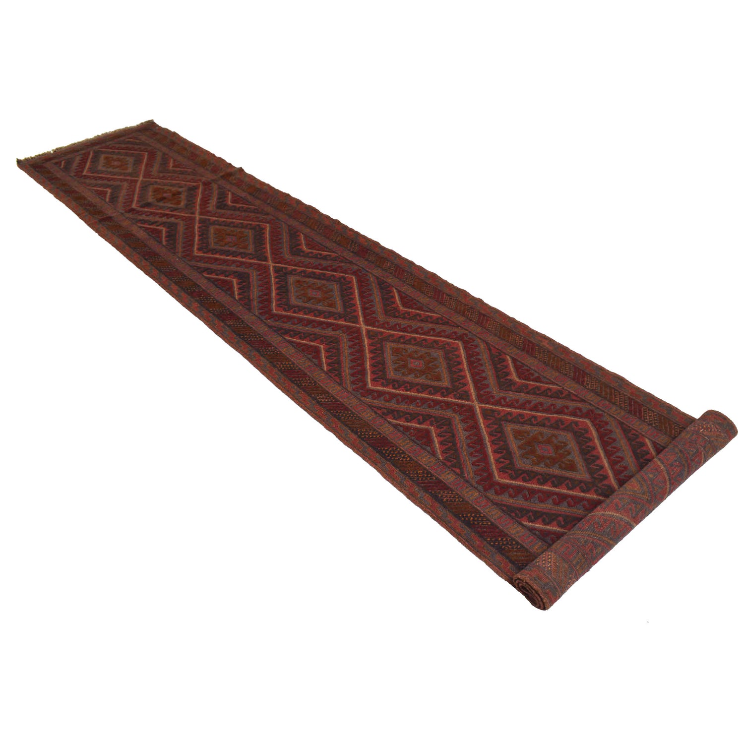 Red Mashwani Long Runner 2' 6" x 12' 10" ft / 75 x 391 cm - No. W18047