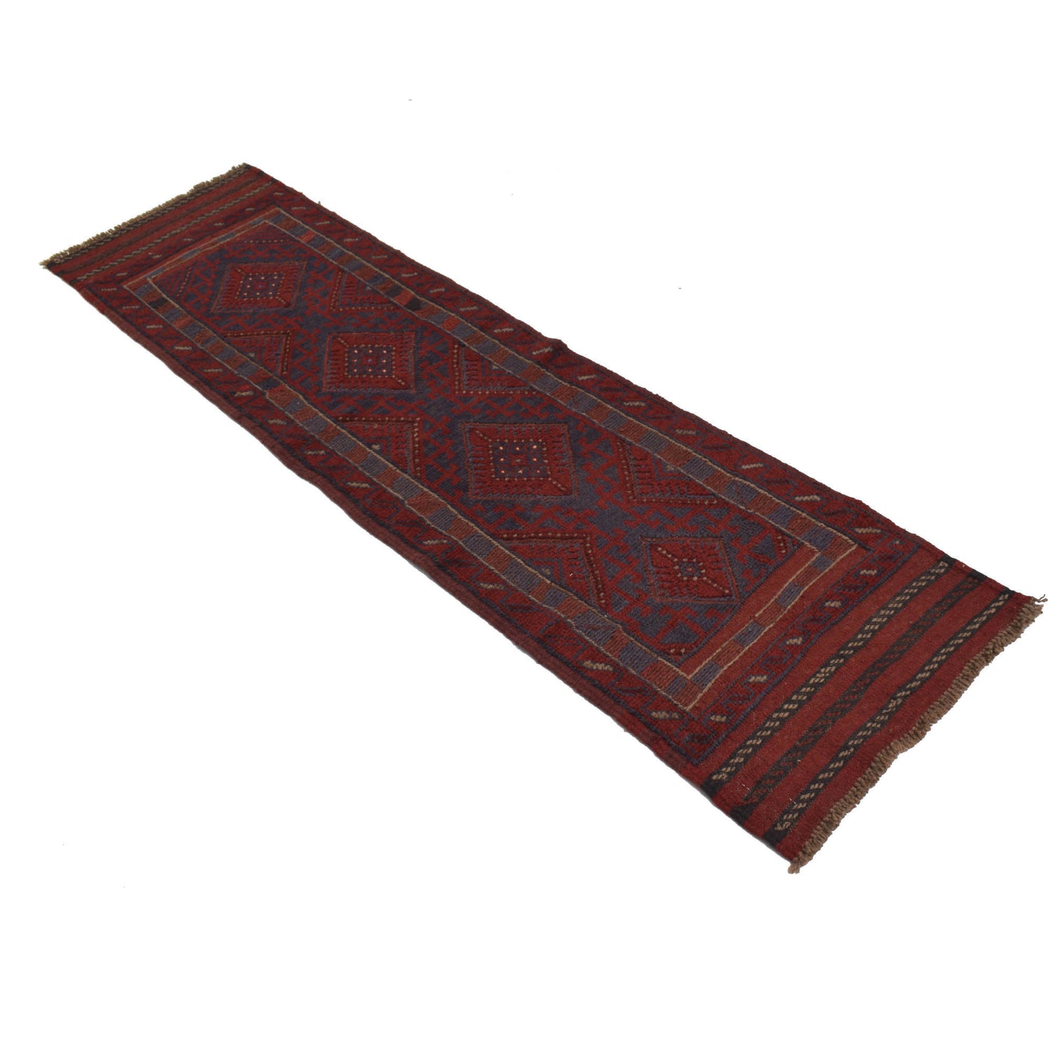 Handmade Afghan Runner Rug 1' 10" x 7' 9" ft / 56 x 237 cm - No. W18073