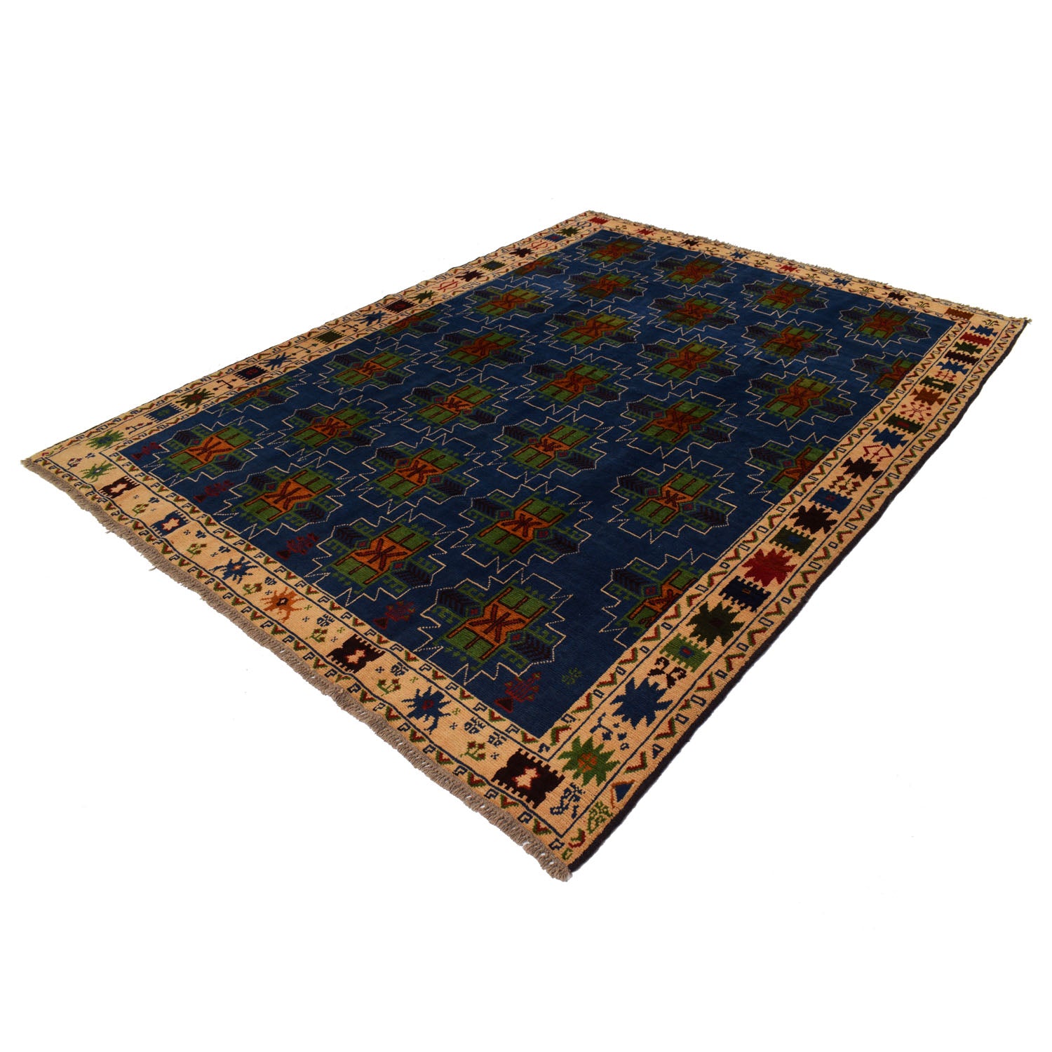 Hand Knotted Kohistani Area Rug 6' 11" x 8' 12" ft / 210 x 274 cm - No. W18095