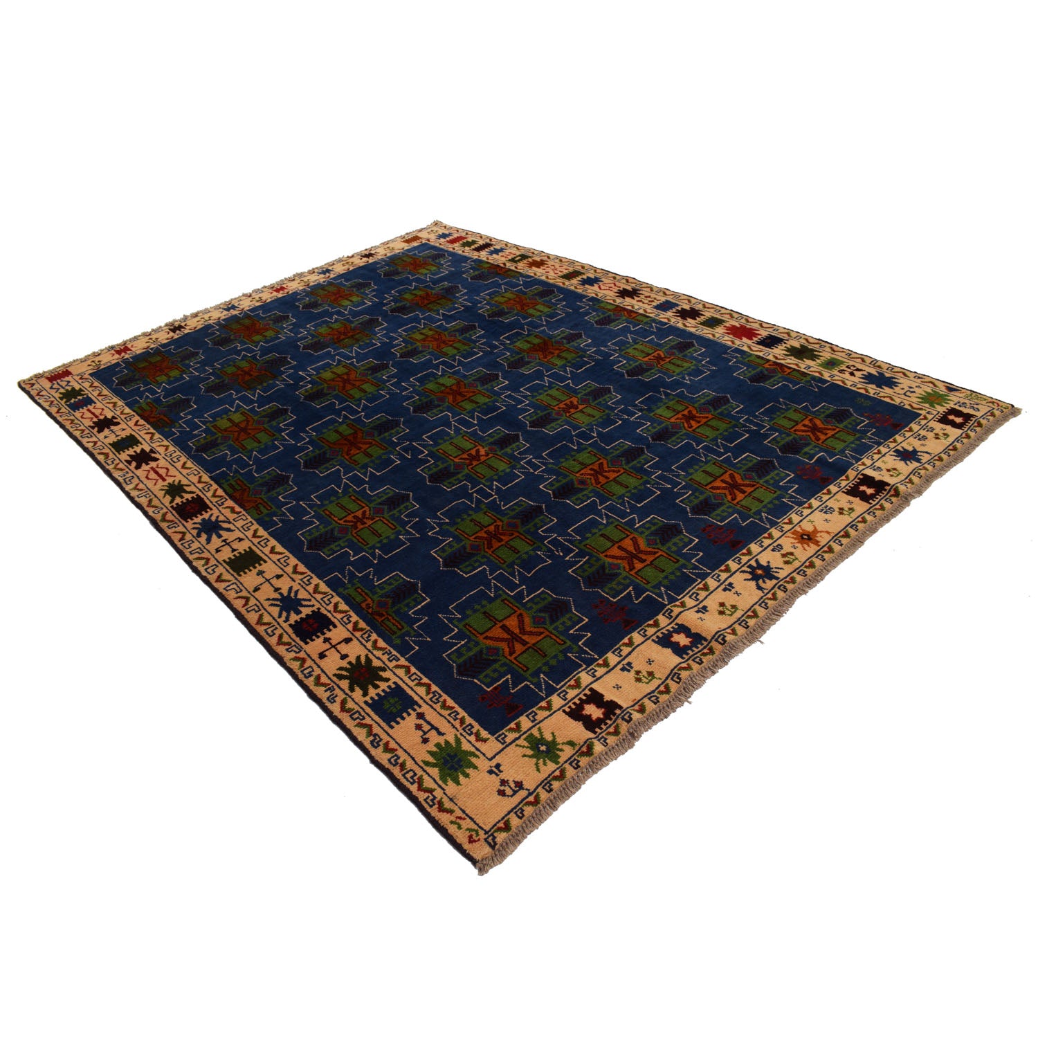 Hand Knotted Kohistani Area Rug 6' 11" x 8' 12" ft / 210 x 274 cm - No. W18095