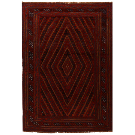 Red Mashwani Area Rug 4' 10" x 6' 1" ft / 148 x 186 cm - No. W18113