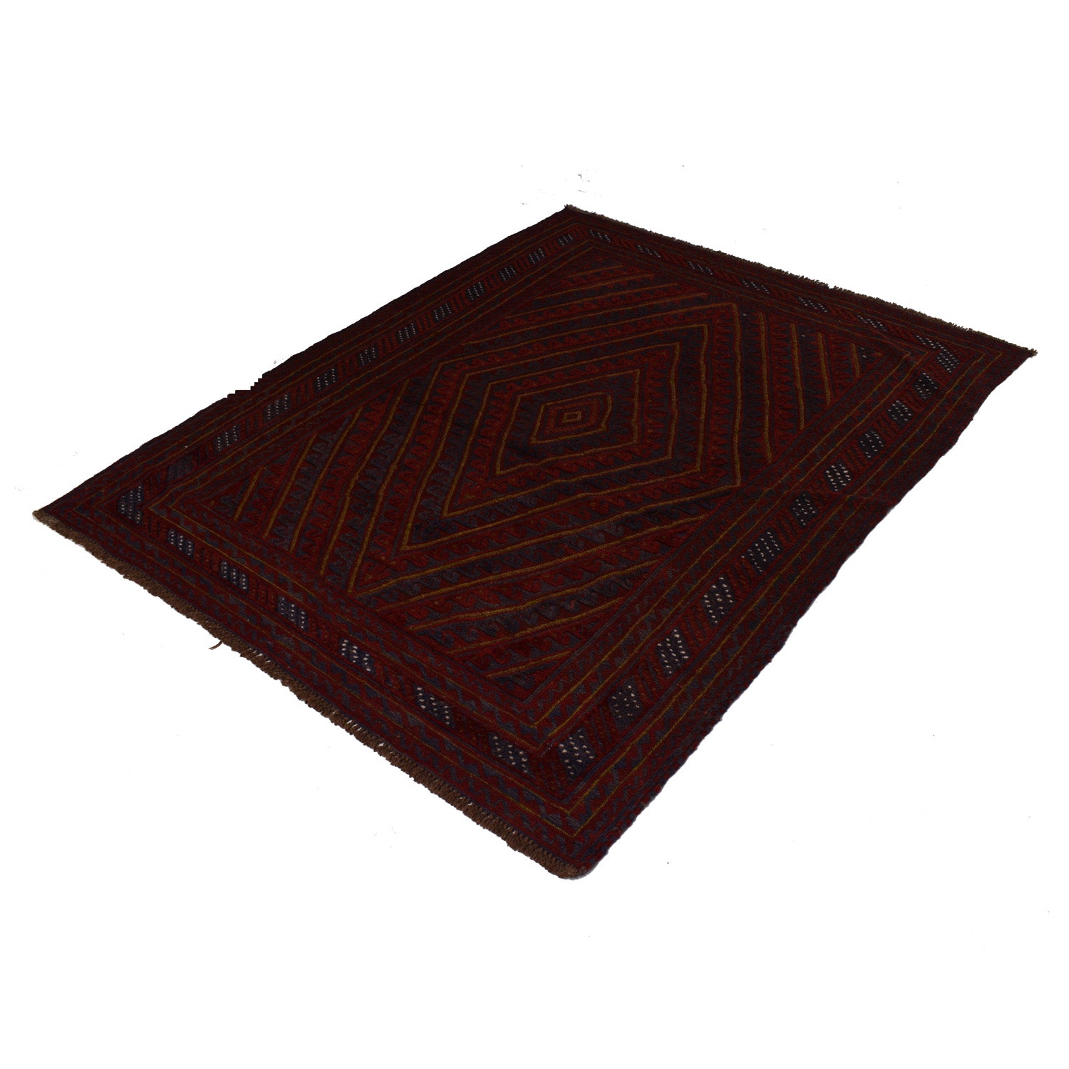 Red Mashwani Area Rug 4' 10" x 6' 1" ft / 148 x 186 cm - No. W18113