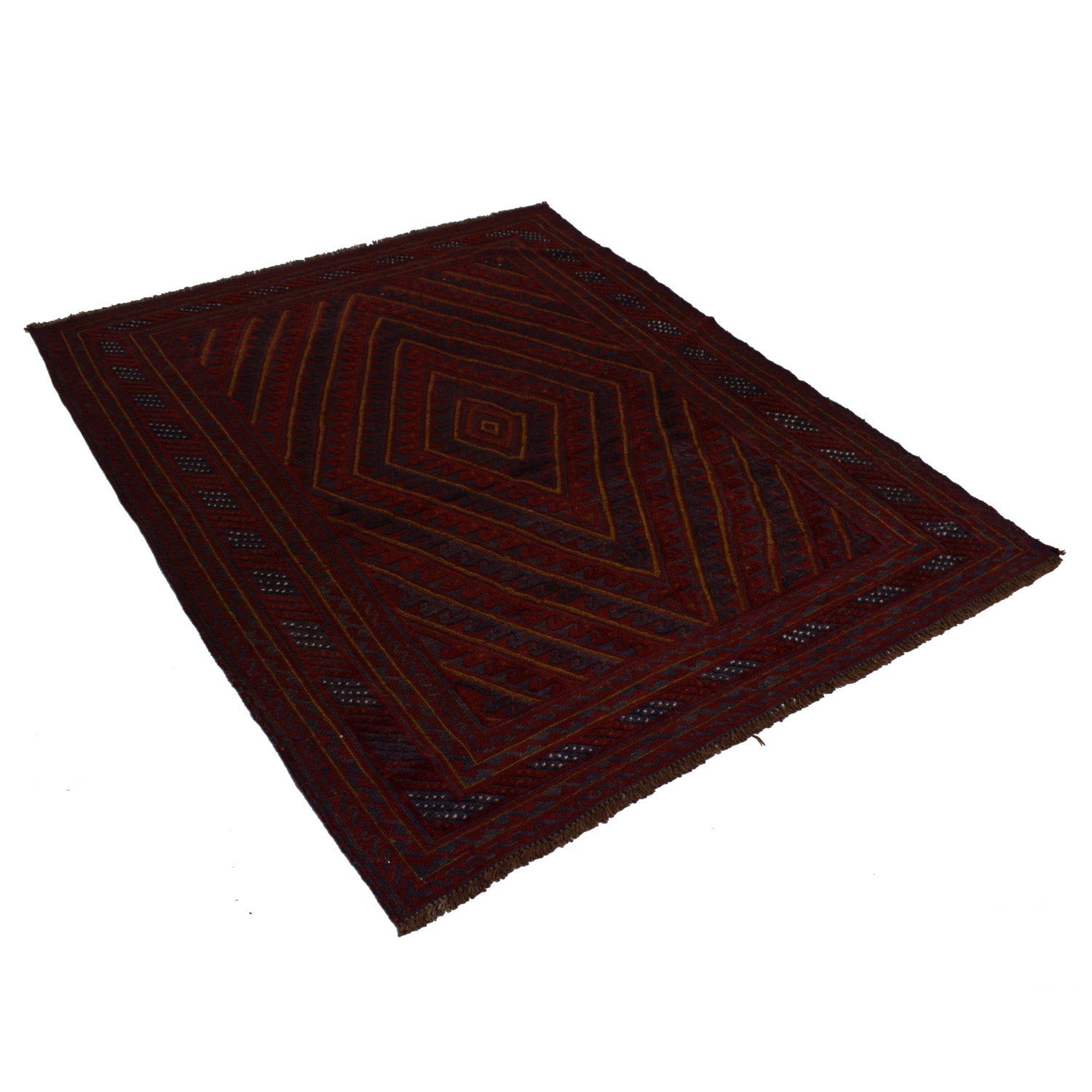 Red Mashwani Area Rug 4' 10" x 6' 1" ft / 148 x 186 cm - No. W18113
