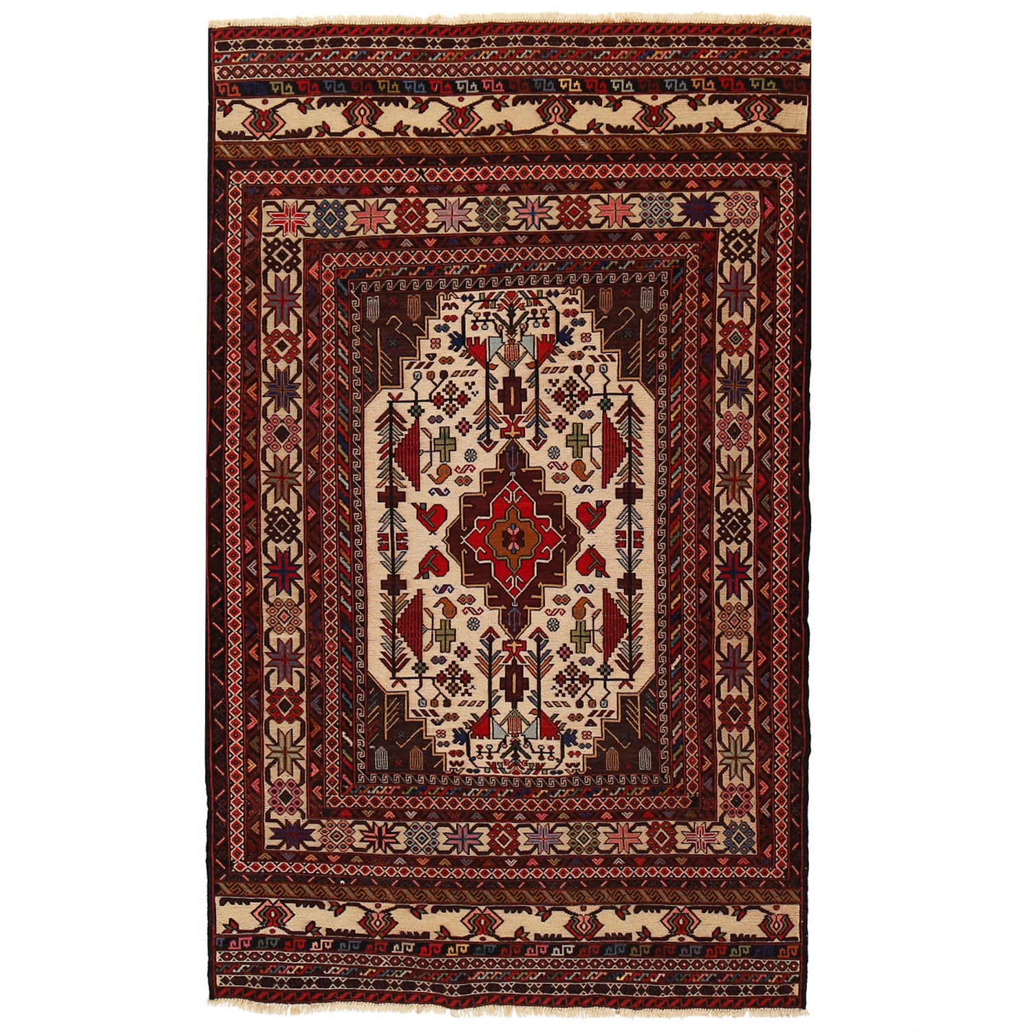 Handmade Maliki Kilim 4' 1" x 6' 2" ft / 124 x 187 cm - No. W18125