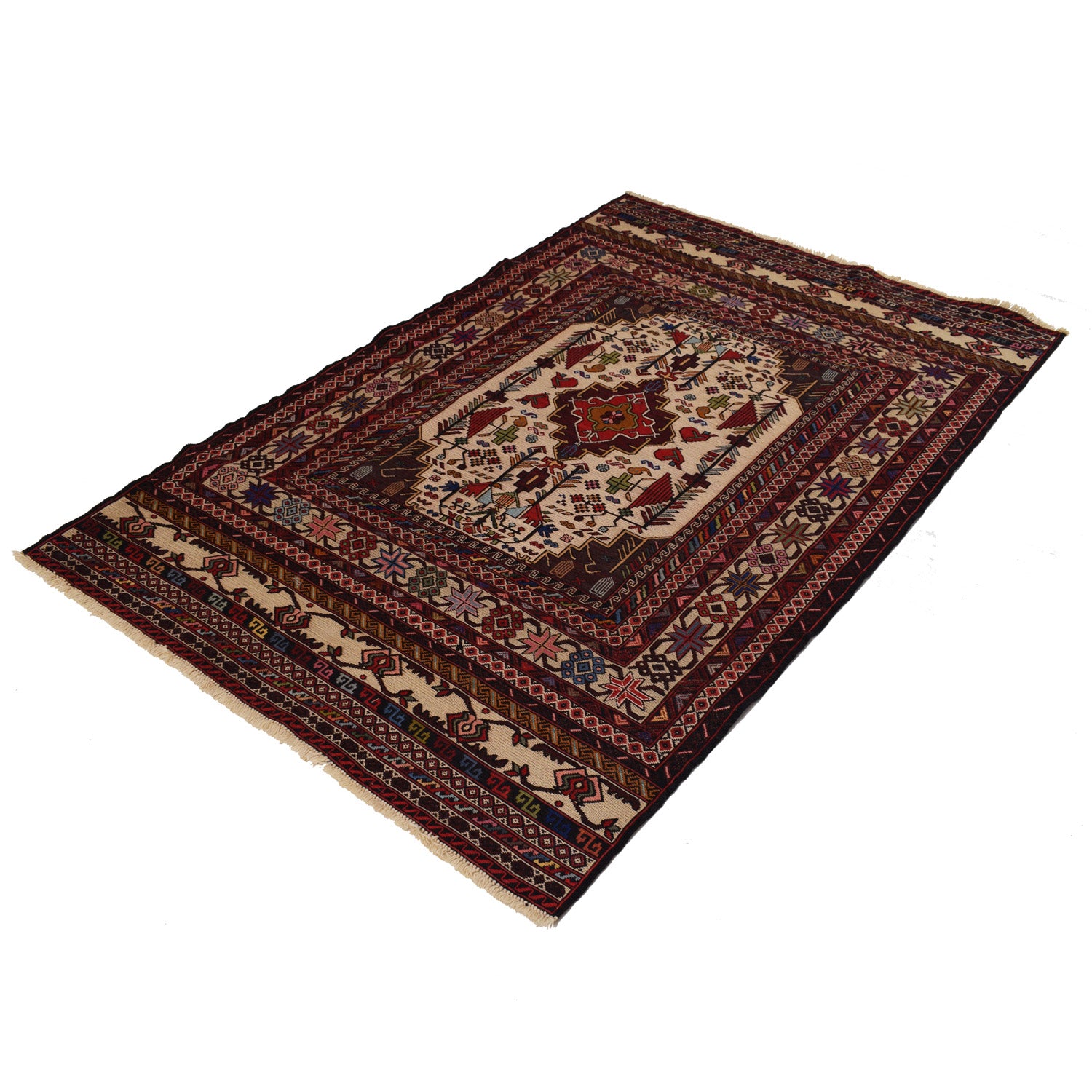 Handmade Maliki Kilim 4' 1" x 6' 2" ft / 124 x 187 cm - No. W18125