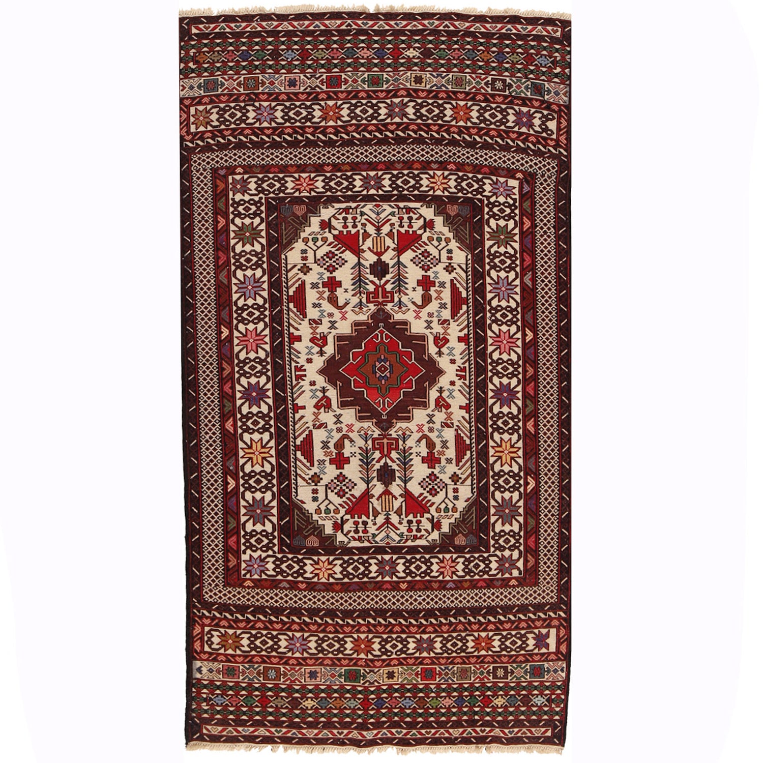 Handmade Maliki Kilim 3' 7" x 6' 2" ft / 110 x 188 cm - No. W18128