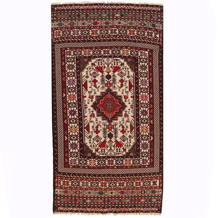 Handmade Maliki Kilim 3' 7" x 6' 2" ft / 110 x 188 cm - No. W18128