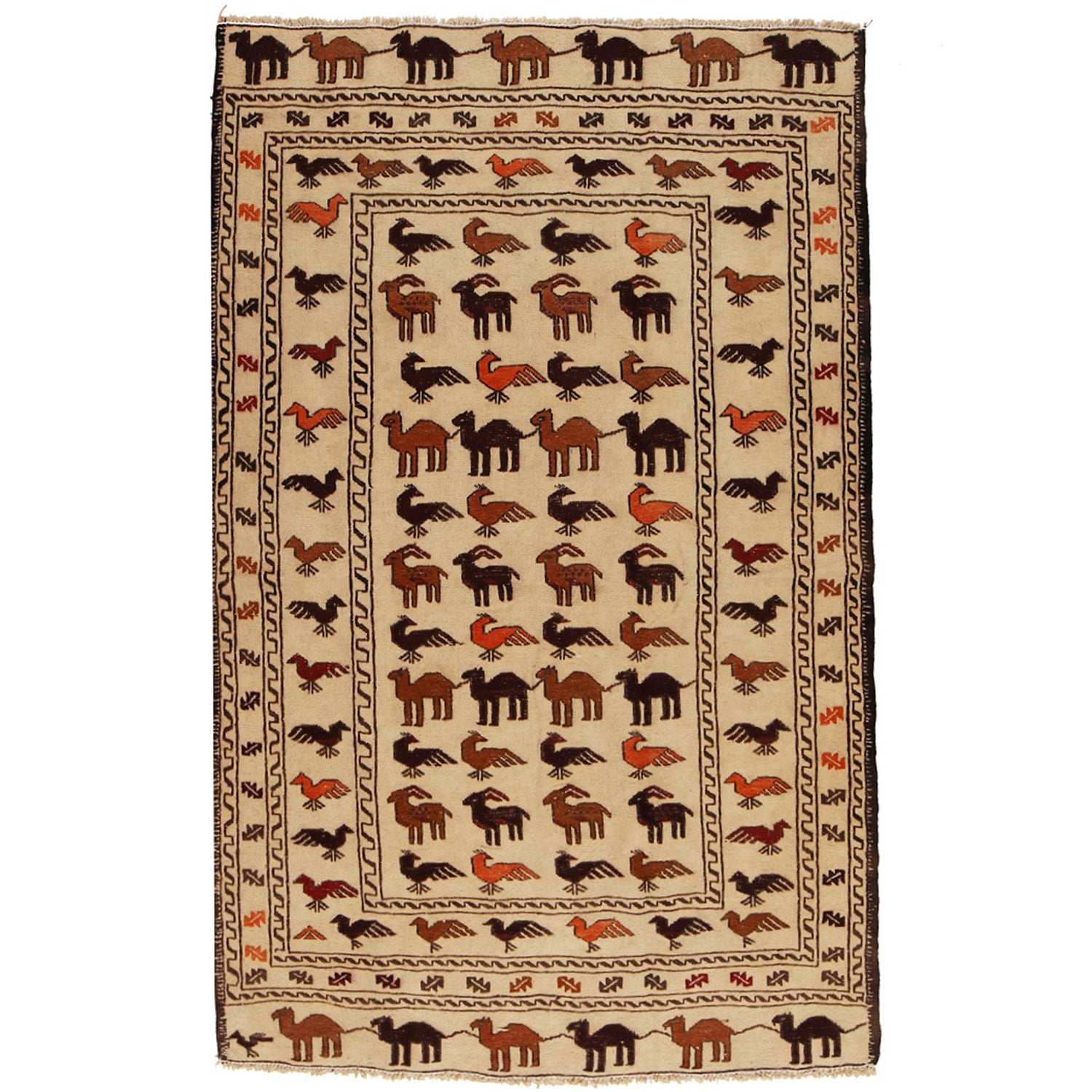 Handmade Soumak Kelim 4' 3" x 6' 5" ft / 130 x 196 cm - No. W18136