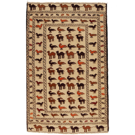 Handmade Soumak Kelim 4' 3" x 6' 5" ft / 130 x 196 cm - No. W18136