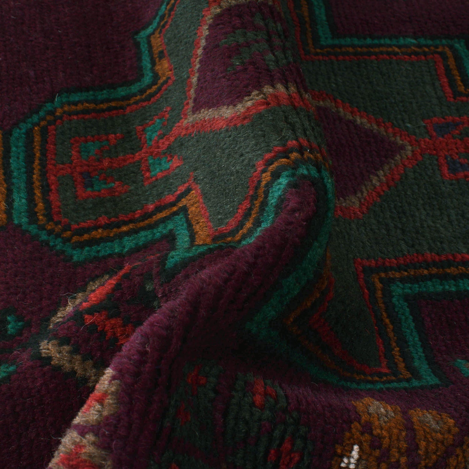 Dark Purple Color Baluchi Rug 4' 1" x 6' 6" ft / 124 x 199 cm - No. W27265