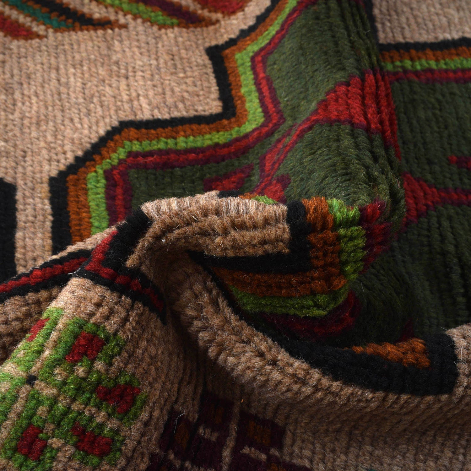 Tan Color Baluchi Rug 4' 0" x 6' 2" ft / 123 x 188 cm - No. W27273