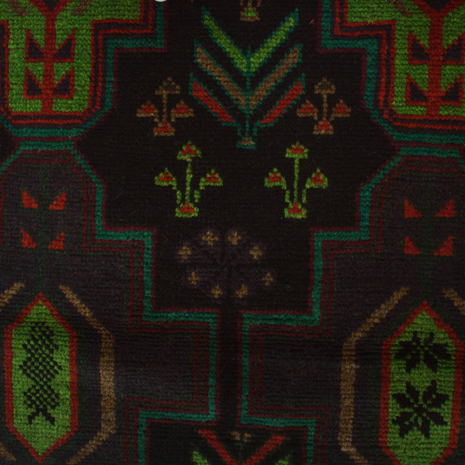 Black Color Baluchi Rug 4' 2" x 6' 5" ft / 126 x 196 cm - No. W27274