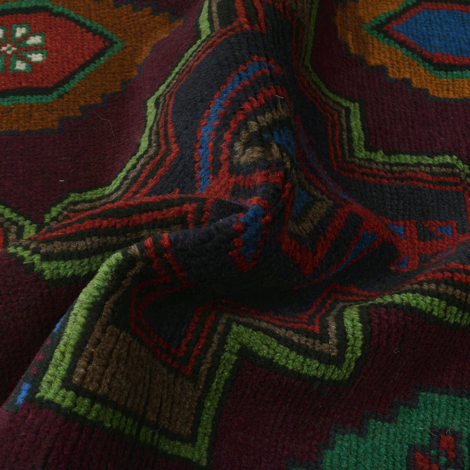 Dark Purple Color Baluchi Rug 4' 4" x 6' 1" ft / 132 x 186 cm - No. W27276