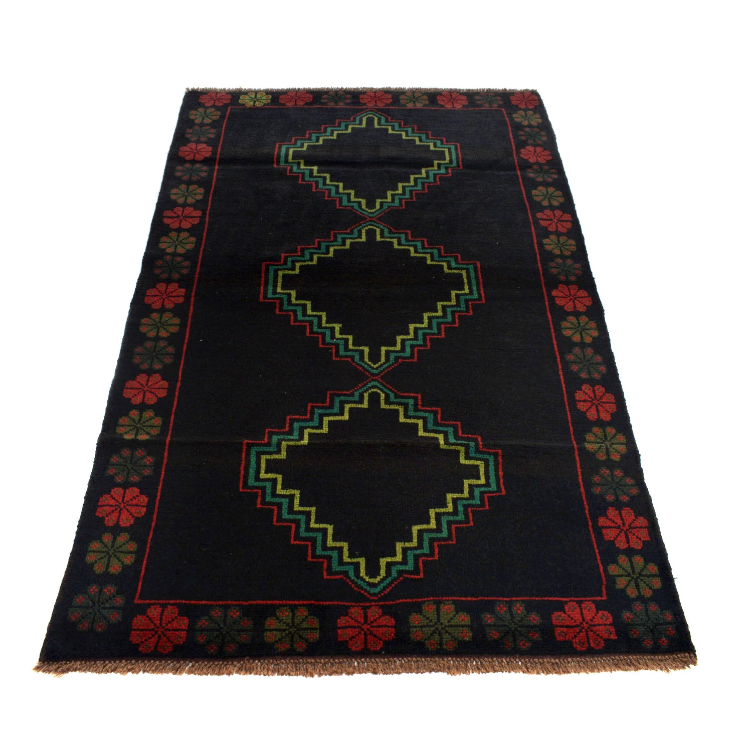 Black Color Baluchi Rug 4' 0" x 6' 9" ft / 122 x 206 cm - No. W27277