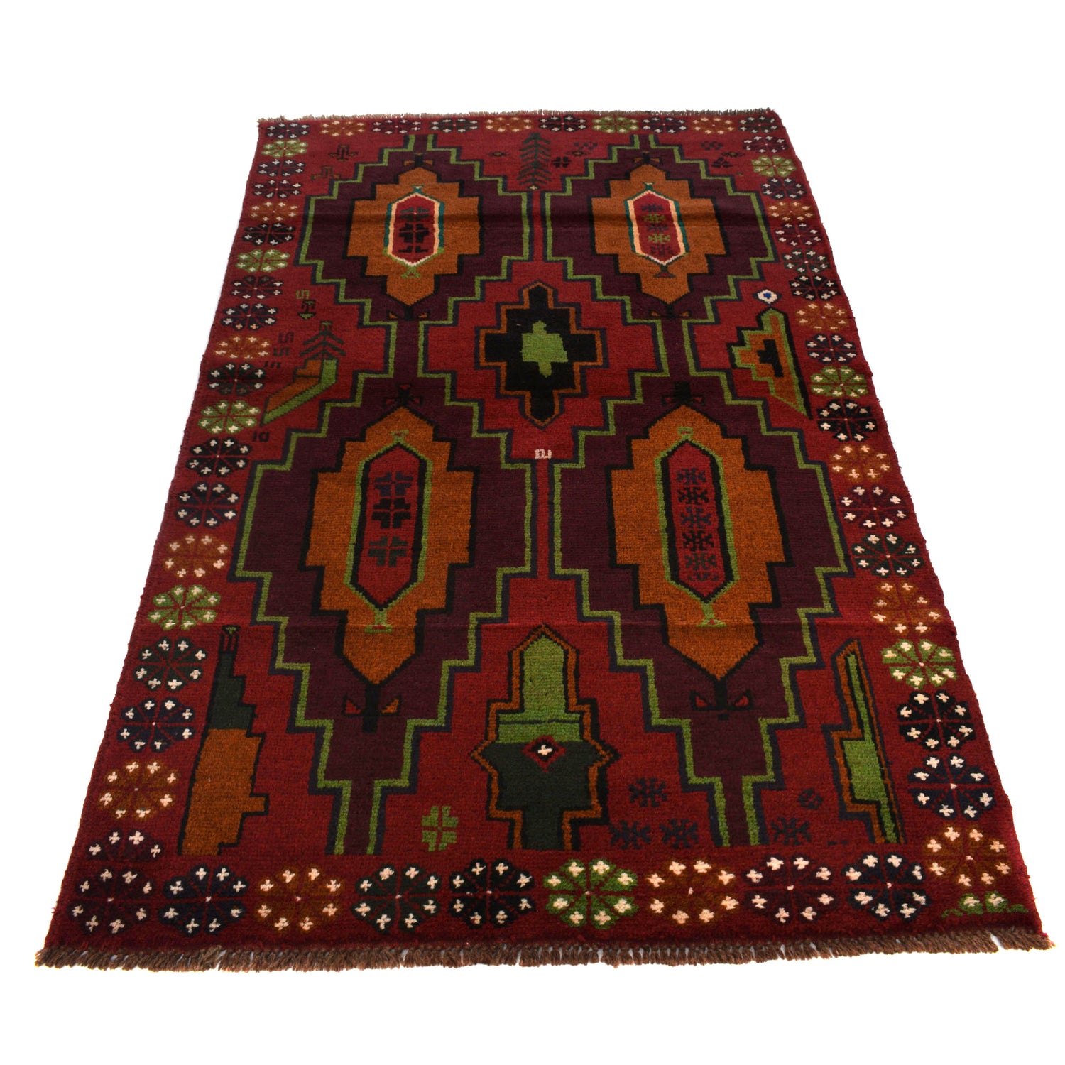 Handmade Balochi Rug 4' 0" x 6' 6" ft / 122 x 199 cm - No. W27280