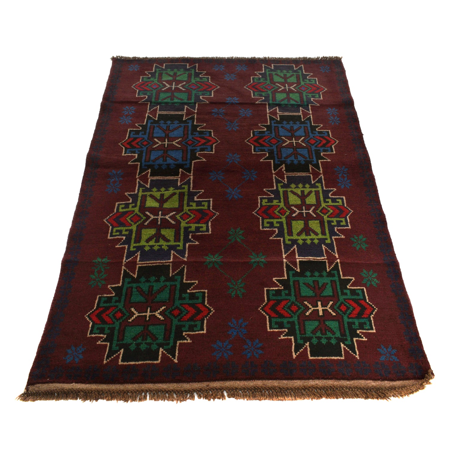 Handmade Balochi Rug 4' 2" x 6' 4" ft / 128 x 194 cm - No. W27281